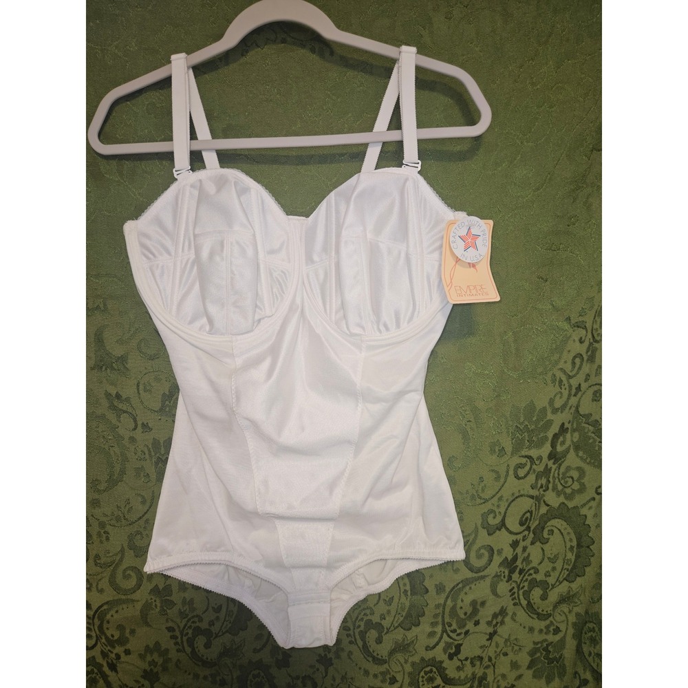 Empire Intimates Vintage White Bodysuit‎ Corselette Shapewear Womens 42DD NWT
